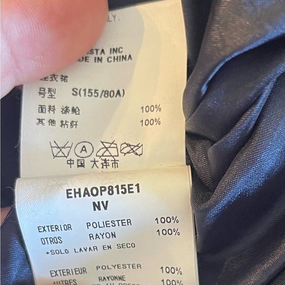 Eryn Brinie Sz S fully lined sleeveless tiered ruffle navy  dress with side zip - Picture 5 of 8